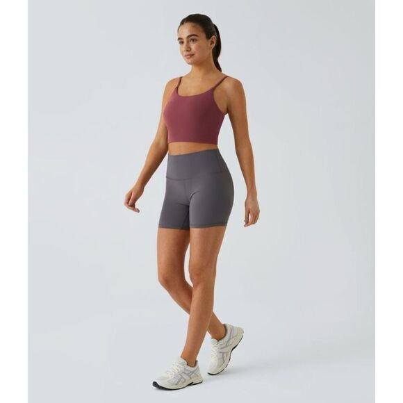 Halara Basic Padded Workout Cropped Tank Top in  Cordovan Burgundy Size S NWT - Picture 6 of 10